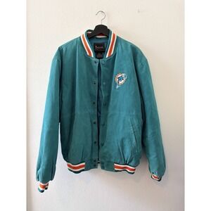 Vintage Spotlight Miami Dolphins Suede Leather Varsity Jacket Mens Medium